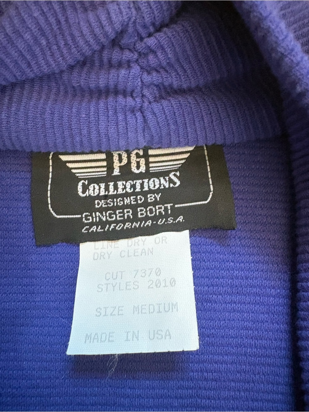 Pristine Vintage 80s Belted Jumpsuit in ribbed purple, blue. Size M - Picture 8 of 15
